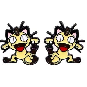 3 For $35 Pokemon Meowth Stainless Steel Enameled Stud Character Earrings